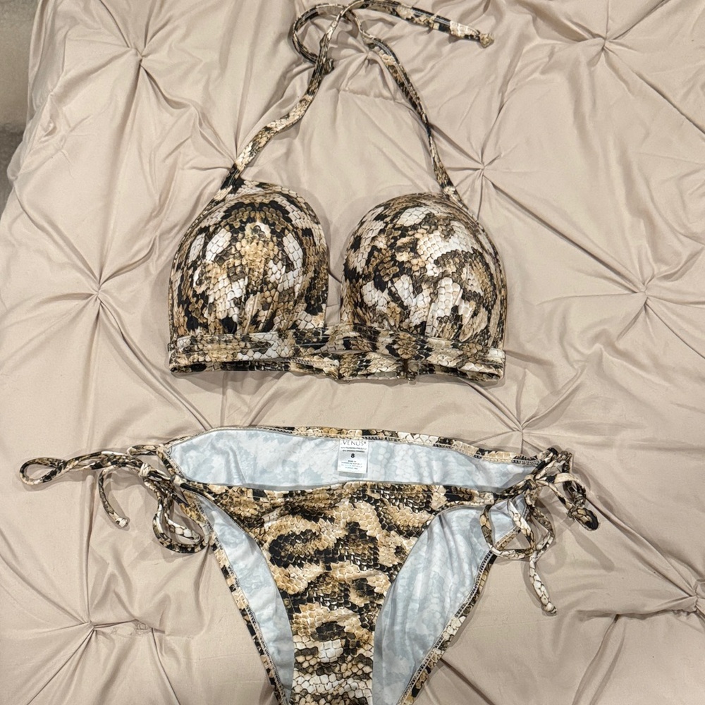 VENUS Brown Snake Print Bikini